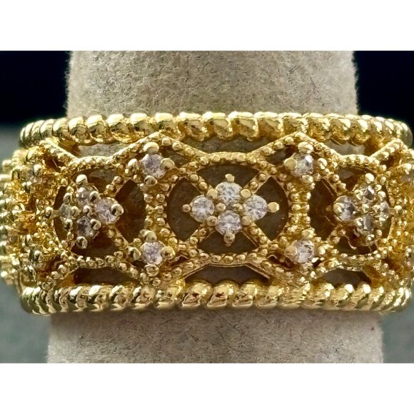 Filigree Band Ring With Intricate Design & Diamond Accents 7 - Picture 5 of 6